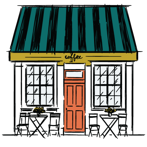 graphic designed coffee shop